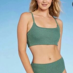 NWT Kona sol textured moss green swim bikini top